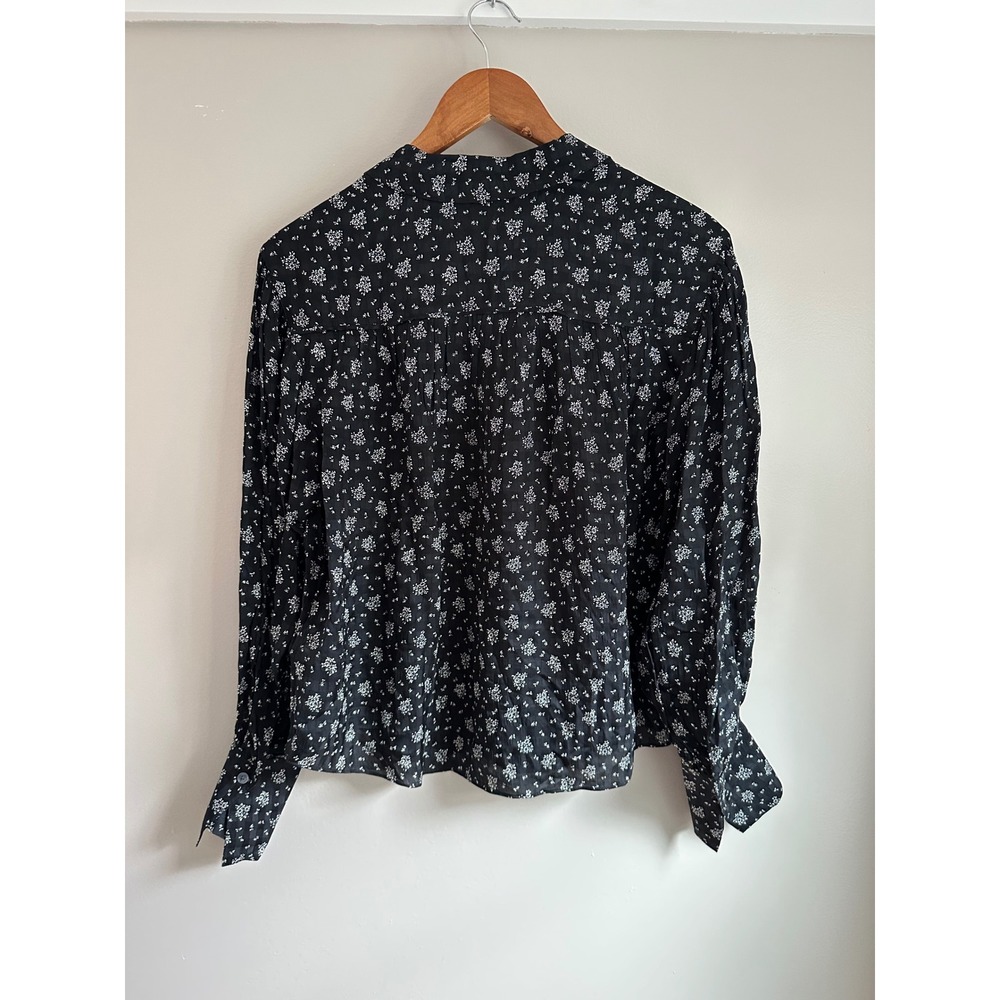 Madewell Button Down Shirt Womens S Black Floral EUC Textured Long Sleeve NT227 - Picture 9 of 10